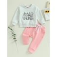 thumbnail image 2 of Toddler Baby Girls Clothes Sets 6M 12M 18M 24M 3Y Daddys Girl Letter Print Long Sleeve Pullover Sweatshirts Jogger Pants Infant Autumn Outfits, 2 of 9