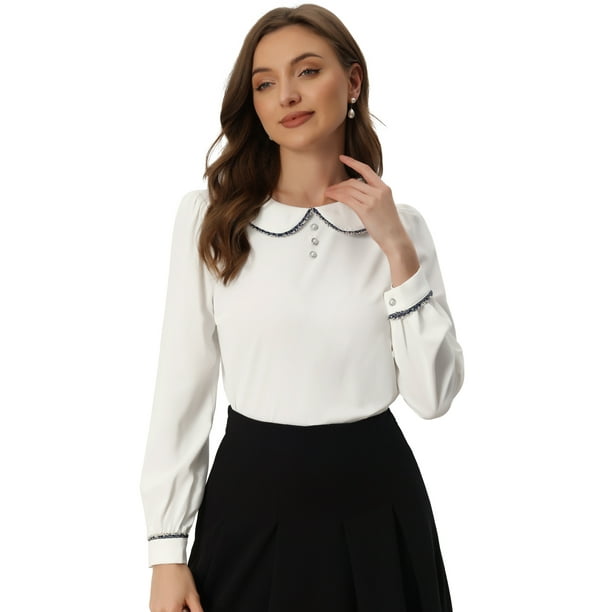 Blusas Dama Blusa Con Cuello Peter Pan Blusa De Trabajo Para Mujer
