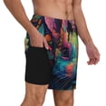 thumbnail image 2 of Qekee Colorful Patterned Rabbit Print Swimming Trunks for Men Boys,Swimming Shorts with Compression Liner,Quick-Drying Beach Trousers with Inner Shorts,Men Elastic Surf Shorts with Pockets-3X-Large, 2 of 6