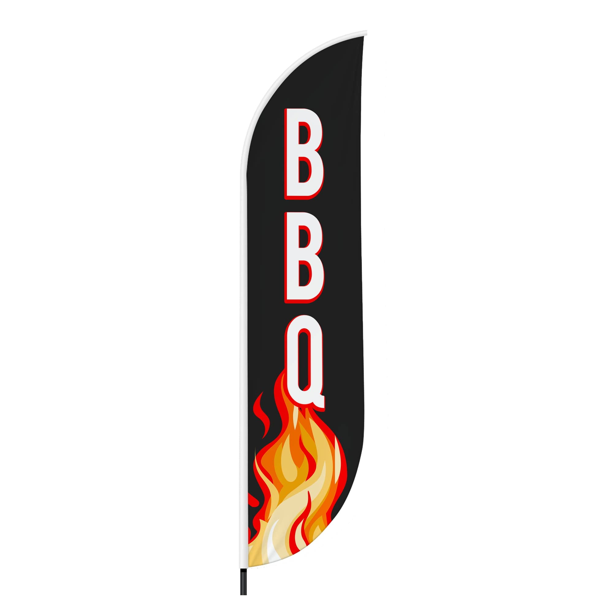 BBQ Feather Flag(11.5feetX2.5feet) by DreamController | Outdoor Business Advertising Tall Flag | Weather-Resistant Knitted Swooper Flag | Made in USA | HD Print (Flag Only)
