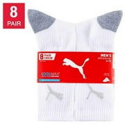 E-MART.SHOPPING Puma Men's Coolmax White Crew Socks, 8 Pairs
