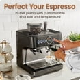 thumbnail image 5 of Chefman Crema Deluxe Double Boiler Espresso Machine with Conical Burr Grinder and Steam Wand – Black, 5 of 8