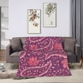 thumbnail image 6 of DouZhe Ultra-Soft Micro Fleece Lightweight Flannel Bed Blanket, Pink Aesthetic Paisley Floral Print Cozy Warm Throw Blankets, 60"x50", 6 of 7