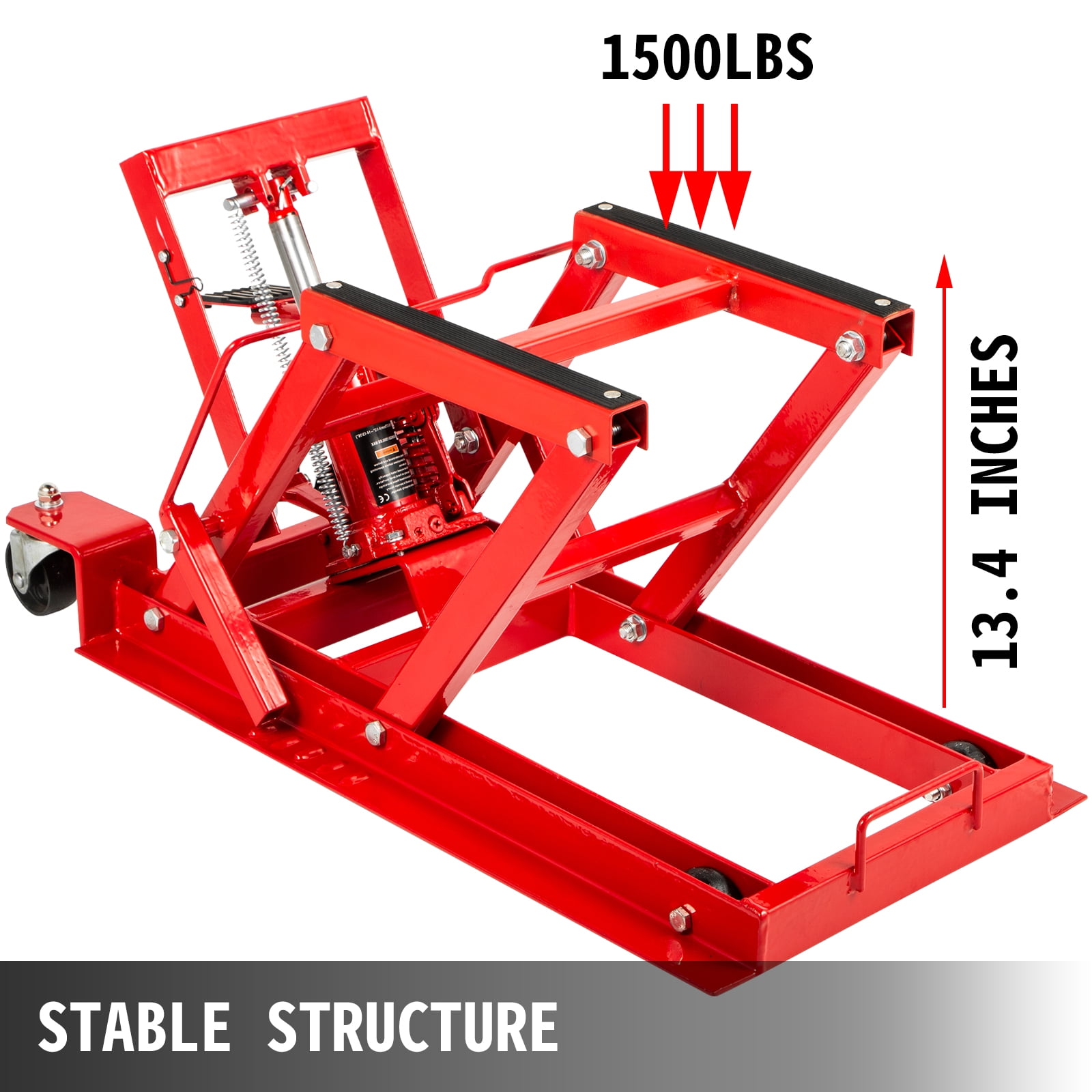 498.95 kg Motorcycle Scissor Lift Jack with Wide Deck Compact Crank Hoist Stand,Scissor Stand for Motorcycles VEVOR Motorcycle Jack 1100 lb Motorcycle Lift Table with Non-Skid Rubber Pad 