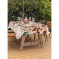 thumbnail image 2 of Outdoor Tablecloth with Umbrella Hole and Zipper, Orange Teal Fall Pumpkins Rectangle Table Cloth 60x84 Inch Waterproof Tablecloth, Weeping Botanical Thanksgiving Vintage Picnic Table Cover for Patio, 2 of 7