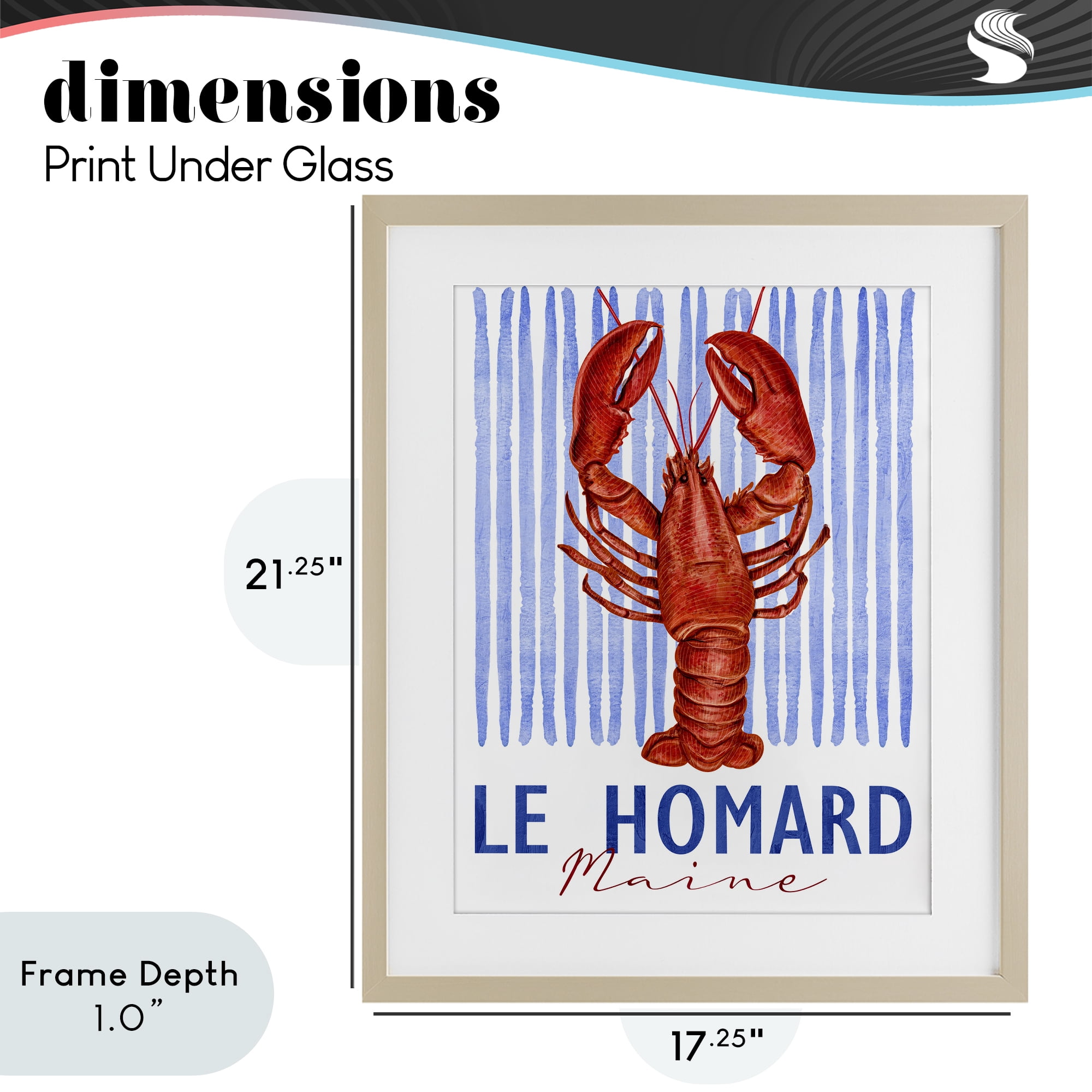 Stupell Industries Le Homard Nautical Stripes Birch Framed Print Under Glass, design by Kim Allen