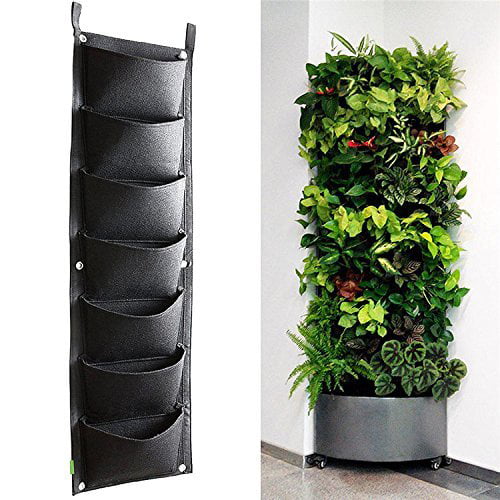 QPY Hanging Planter Bags Outdoor Indoor Vertical Greening Flower Container Planting Storage Bags 4 Pocket Vertical Wall Planting Grow Bags for Yards