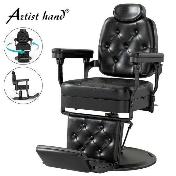 Artist Hand All Purpose Hydraulic Recline Salon Chair Heavy Duty Black Barber Chair Beauty Spa