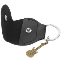Niceauty 1Pcs Keychain Guitar Pick Holder Black PU Carrying for Music Teachers