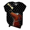 thumbnail image 2 of Hauts d'Été Grande Taille pour Femmes Manches Courtes Imprimé Animal 3D Col Rond T-Shirt Blouse Col en V Femmes en Solde, 2 of 3