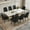 Table+8 Black Chairs, variant on JUFU Dining Table Set for 6, 71'' White Marble Dining Table and Chairs, Modern Kitchen Table Set for 6,with 6 White&Gray PU Leather Upholstered Dining Chairs, Dinner Table Set for Dining Room