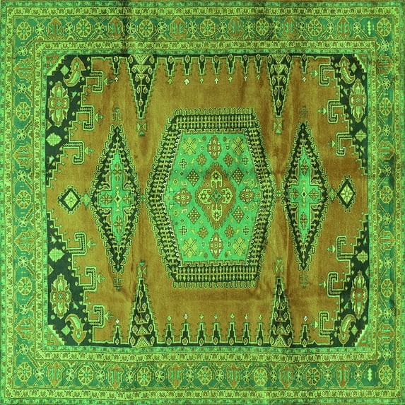 Ahgly Company Indoor Square Persian Green Traditional Area Rugs, 7' Square