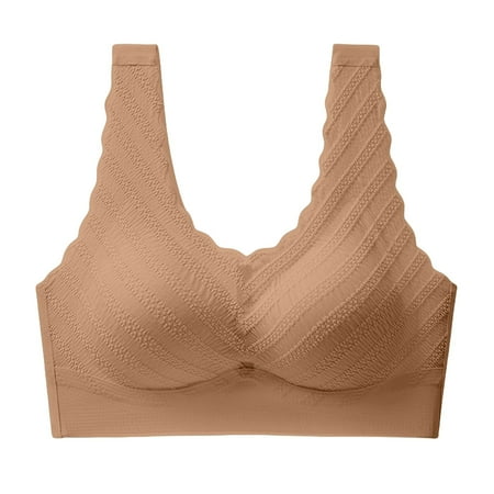 ZHENHONG Non Marking Ice Lace Lace Tank Top Underwear Backless Ring Sleep Thin Bra Wireless Bras for Women