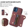 thumbnail image 2 of Wallet Case for iPhone 11, Classic Lychee Texture PU Leather Purse Case with Accordion Card Slots, Protective Crossbody Flip Cover with Zipper Shoulder Strap Lanyard for iPhone 11, Winered, 2 of 8