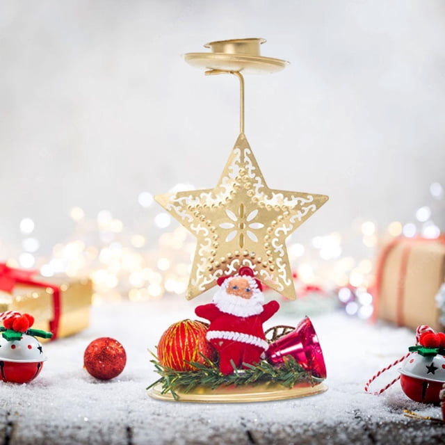 Candelabro cónico navideño 2024, soporte para velas, decoración de escritorio para fiestas navideñas, candelabro de pilar para decoración de mesa de Estrella