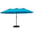 thumbnail image 1 of Costway 15 FT Double-Sided Patio Umbrella with 48 Solar LED Lights, Base Included for Pool Turquoise, 1 of 1