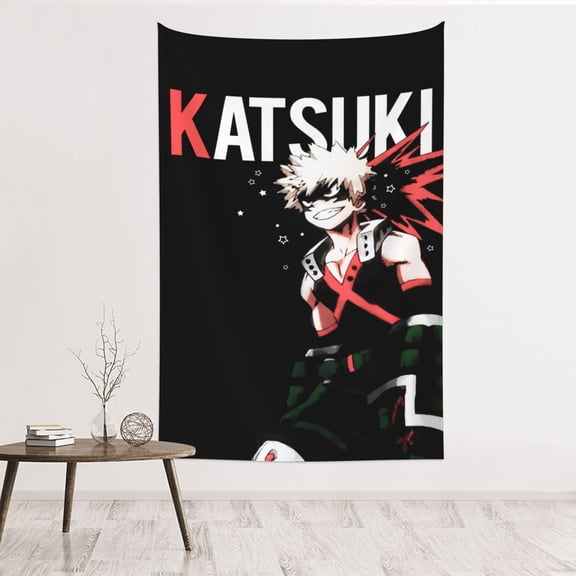 Katsuki Bakugo Tapestry Aesthetic Wall Hanging for Living Room Bedroom Art Tapestries Poster Blanket College Dorm Home Decor 60x40 Inch