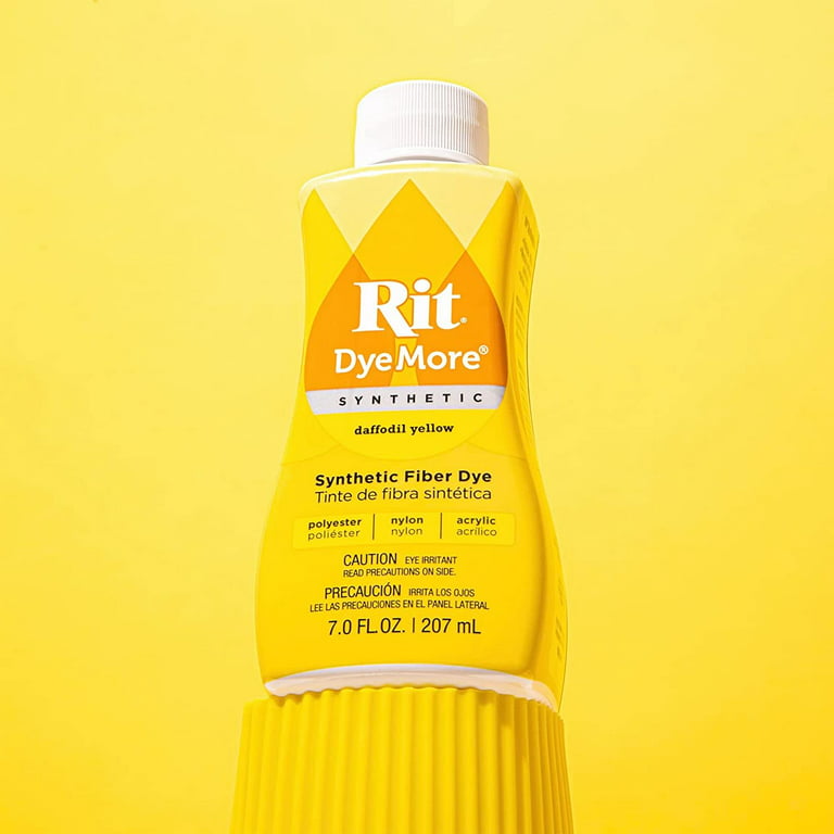 Synthetic Rit Dye More Liquid Fabric Dye - Ultimate Synthetic Rit Dye Accessories Kit - Wide Selection of Colors - 7 Ounces - Daffodil Yellow