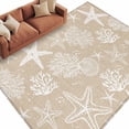 thumbnail image 2 of Nautical Starfish Washable Living Room Rugs 5'x7', Coral Shell Vintage Brown Linen Texture Low Pile Throw Large Area Rugs Non-Slip Sturdy Edge Binding Carpet for Dining Room Bedside Kitchen, 2 of 9