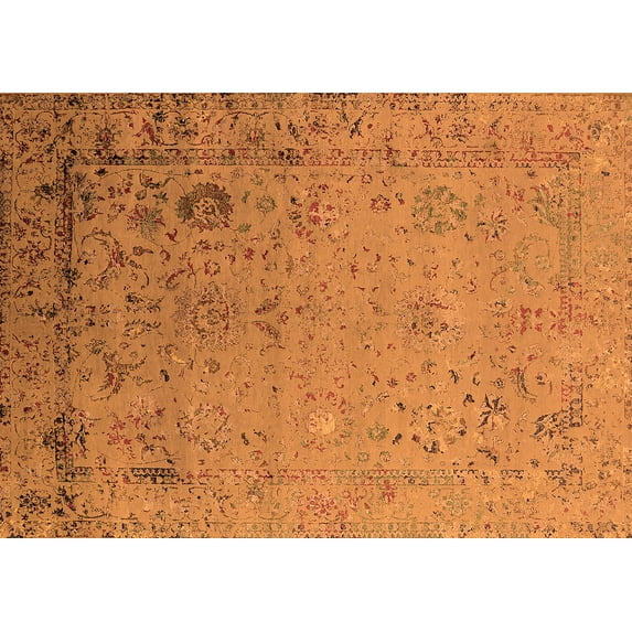 Ahgly Company Indoor Rectangle Oriental Orange Industrial Area Rugs, 4' x 6'