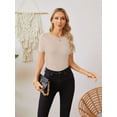 thumbnail image 2 of Women's Crew Neck Ribbed Fitted Shirt, Basic Short Sleeves Slim Fit Tops Summer T-Shirt 2024, 2 of 6