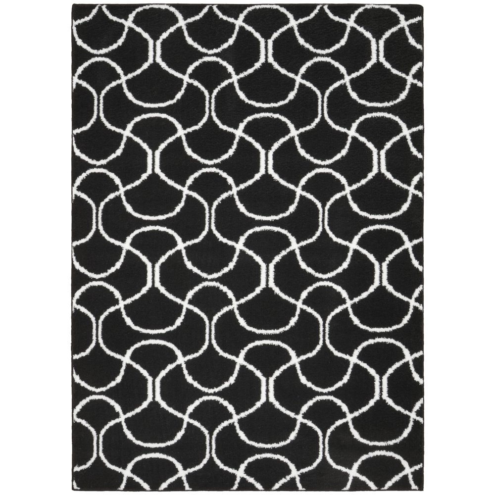 Mainstays Drizzle Black/White 45"x66" Abstract Indoor Area Rug