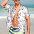 thumbnail image 5 of Lsque Rose Flower B pattern Hawaiian Shirt for Men, Unisex Summer Beach Casual Short Sleeve Button Down Shirts-Small, 5 of 9