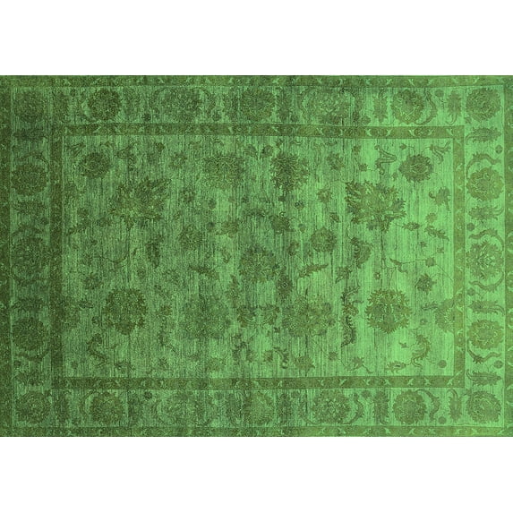 Ahgly Company Indoor Rectangle Oriental Green Industrial Area Rugs, 2' x 5'