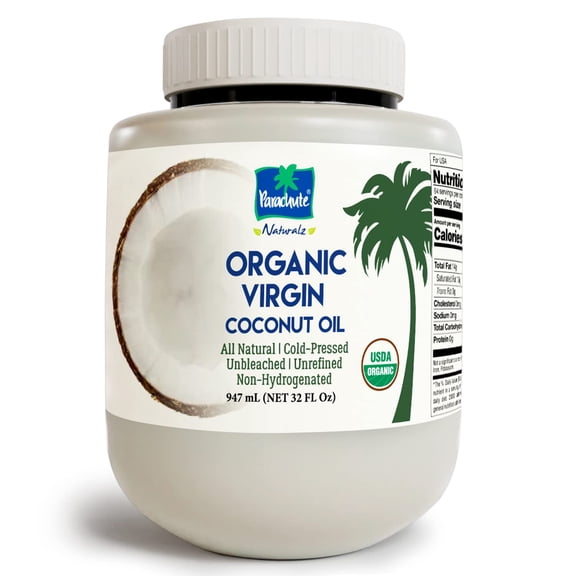 Parachute Naturalz Virgin Coconut Oil | 100% Organic Cooking Oil, Hair Oil and Skin Oil | Cold Pressed | USDA Certified | 32 Fl. Oz | Plastic Jar