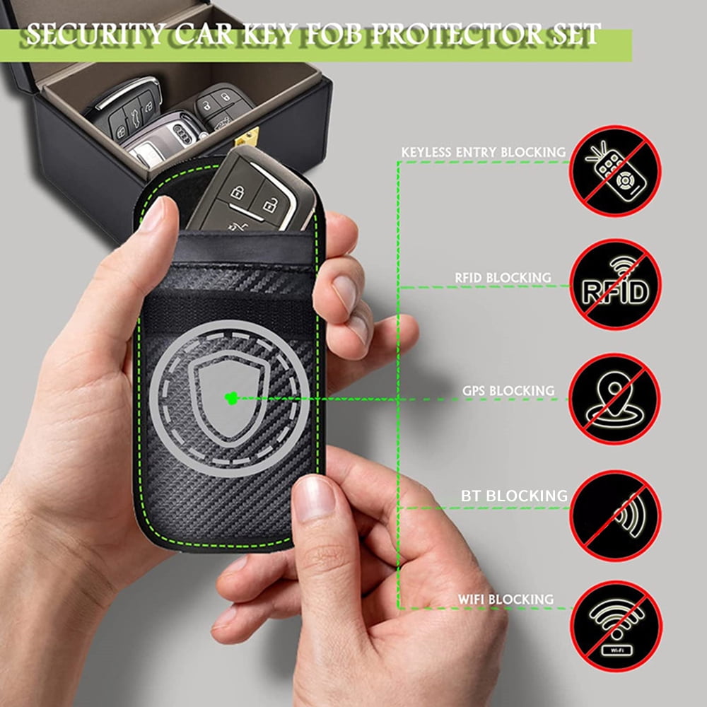 Faraday Faraday Box With 2 Pack Faraday Pouch, Key Fob Protector, Keyless Entry Car Key Safe Protector RFID Anti-Theft Signal Blocking Cage For Car Keys