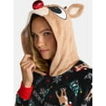 thumbnail image 3 of Rudolph Women's and Women's Plus Super Minky Union Suit Pajamas with Hood, Sizes XS-3X, 3 of 4