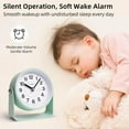 thumbnail image 6 of Analog Alarm Clock, Silent Non-Ticking Quartz Movement, Battery-Operated with Snooze & On-Demand Light, Easy to Set Gentle Wake Bedside Desk Clock, Ideal for Home, Travel, Office, 6 of 7