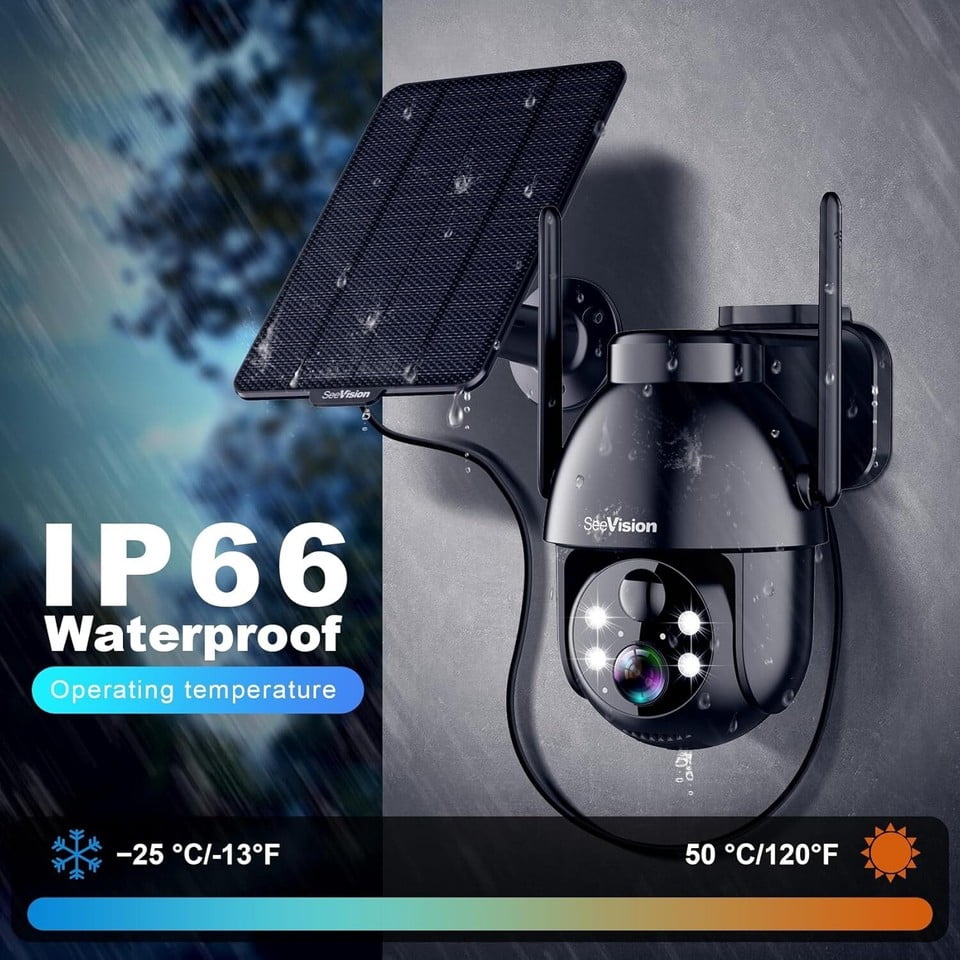 Solar Security Cameras, Wireless, Outdoor, for Home, with Spotlight, Night Vision