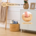 thumbnail image 2 of IVV 15.7" Natural Water Hyacinth Round Ottoman, No Assembly Handmade Woven Foot Stool for Seating, Footrest, or Decorative Accent, 2 of 6