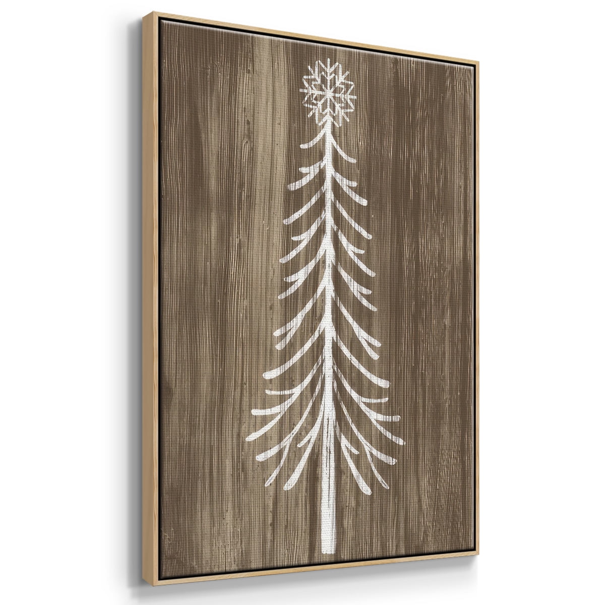 Barnwood Wonderland VII - Framed Gallery Wrapped Holiday Canvas - 25 x 37 - Natural Wood Frame