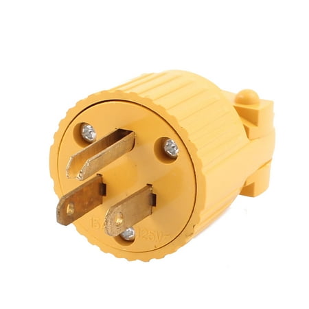 - Yellow Plastic Housing 125V 15A 3 Pins US Plug Rewiring Power Socket Adaptor