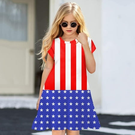 

Aayomet Dresses For Girls Kids Toddler Baby Girls Spring Summer Print Ruffle Short Sleeve Active Fashion Daily Indoor Outdoor Red 6-7 Years