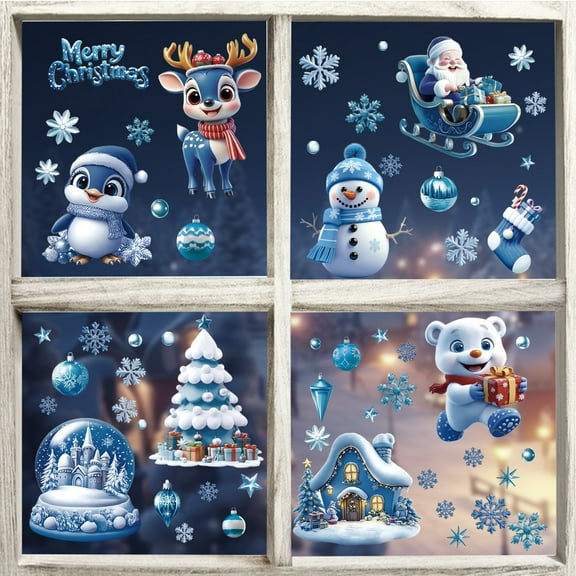 Christmas White Snowflakes Christmas Decoration Bathroom Living Room Self-Adhesive Wall Decoration Wallpaper