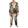 thumbnail image 3 of Fotbe Oil Painting Flower Cow Pijama de Hombre con Estampado de Manga Larga, Conjunto de 2 Piezas, Ropa de Dormir Suave y Cómoda con Bolsillos-X-Large, 3 of 7