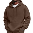 thumbnail image 2 of Fleece Hoodie for Men Baggy Heavyweight Cold Weather Men Sweatshirt Long Sleeve Pullover with Pocket Brown 2XL, 2 of 8