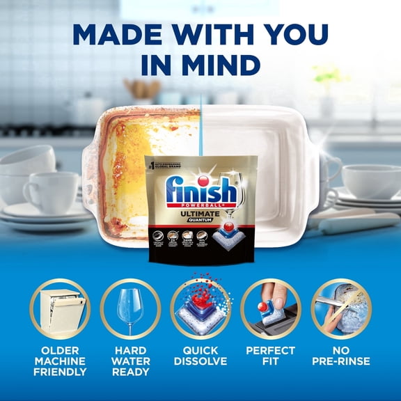 (2pack) Finish Ultimate Quantum Dishwasher Pods, 50% More Cleaning Power, 21 Tabs