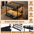 thumbnail image 6 of Aukfa Twin XL over Twin XL Metal Bunk Bed with Storage Drawers, Shelves, USB Ports & LED Lights, Convertible Bottom Sofa Bed, Heavy-Duty Bed Frame for Kids Teens Adults, Black, 6 of 8