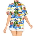 thumbnail image 2 of LA LEELA Women's Casual Beach Hawaiian Blouse Shirt V Neck Blouses Short Sleeve Button Down Dress Tops Tee Shirts for Women XL Hawaii Party, Blue, 2 of 4