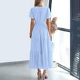 thumbnail image 6 of STETMN Boho Maxi Dresses for Ladies Crew Neck Short Sleeve Swing Smocked Ruffle Tiered Casual Dress, 6 of 8