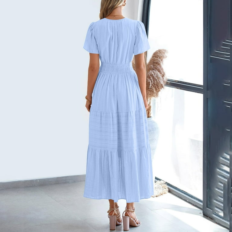plus size v neck midi dress Plus Size V Neck Ruffle Midi Dress-Navy Blue, XXL