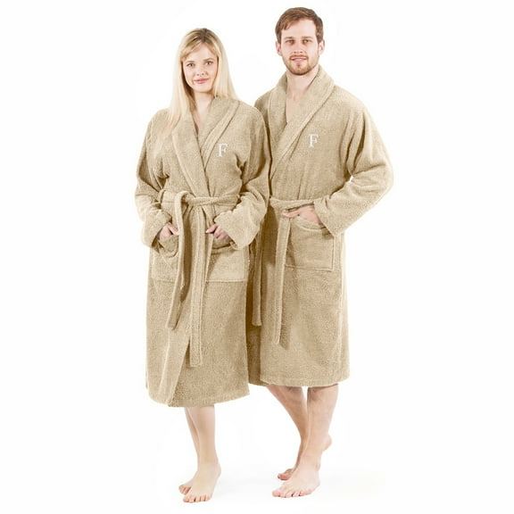 Authentic Hotel and Spa Authentic Hotel Spa Unisex Turkish Cotton Terry Cloth Bath Robe with single letter White Bookman Monogram. S/M - F