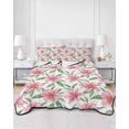 thumbnail image 2 of Twin XL Quilt Bedding Set, Flowers Reversible Summer Quilt 3 Pieces, Pink Spring Floral Elegant Pastoral Botanical Lightweight Bedspreads Coverlets with 2 Pillow Shams for All Seasons, 2 of 5