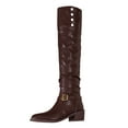 thumbnail image 2 of PiGOGI Women's Over the Knee Boots for Women High Heel Faux Leather Buckle Strap Winter Fashion Dressy Tall Boots Brown 42, 2 of 6