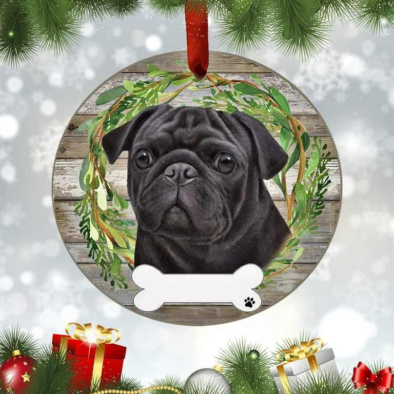 Ornament- Pug On Santa'S Bike Ornament Dog Ornament, Car Ornament,  Christmas Ornament