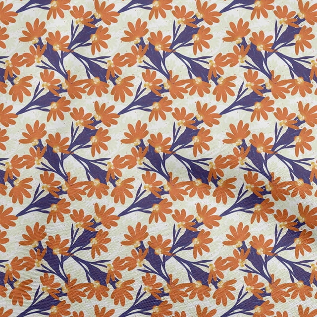 oneOone Velvet Orange Fabric Floral Sewing Craft Projects Fabric Prints By Yard 58 Inch Wide